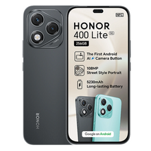Honor 400 GB Lite smartphone with features displayed on a white background