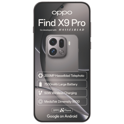 OPPO Find X9 Pro (eSIM) 16GB RAM 512GB ROM - Dual SIM - Bundle with AirVOOC 50W Charger & Aramid Case