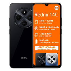 Xiaomi Redmi 14C 4GB RAM 128GB ROM - Dual SIM - Midnight Black + Redmi 10000mAh Power Bank